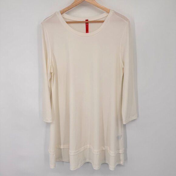 Ic By Connie K Cream Tunic Top size large womens Polyester/Spandex - Picture 5 of 11